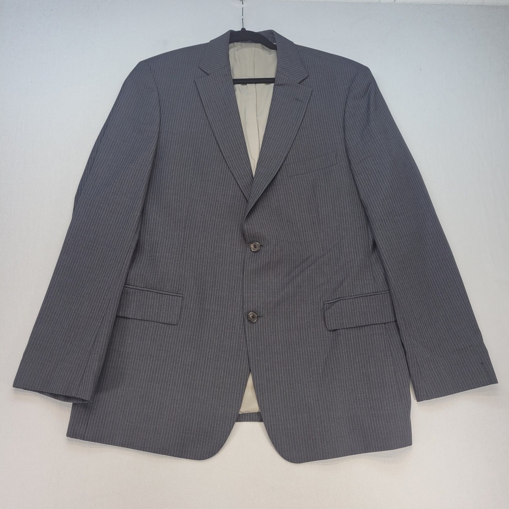 BOSS Hugo Boss Blazer Mens 48L Gray Pinstripe Virgin Wool Paolini Suit Jacket